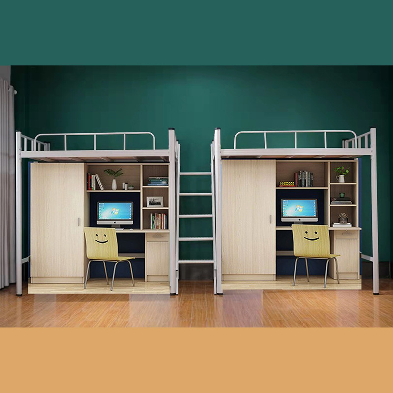 公寓床大学生公寓床员工宿舍高架床上床下桌组合床带衣柜书桌铁床