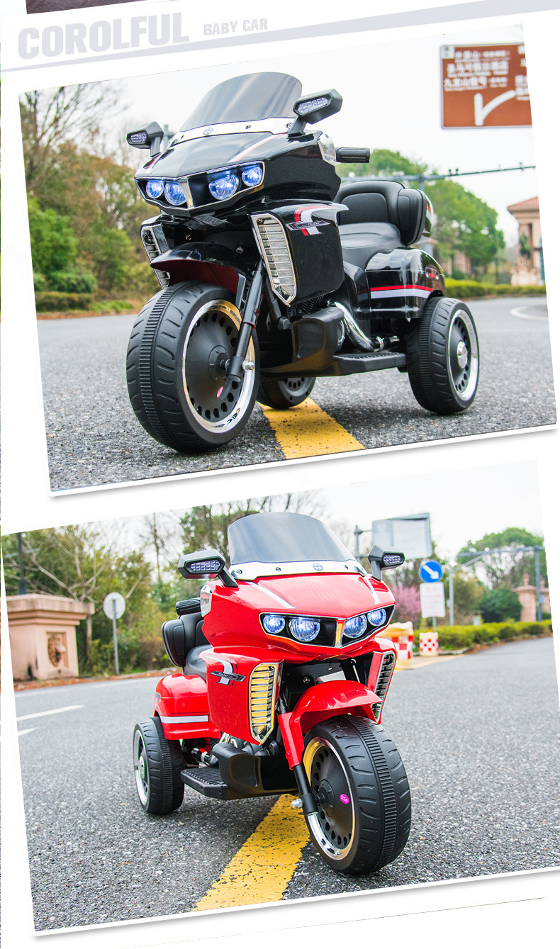 儿童电动摩托车可坐人小孩双驱遥控三轮车充电自驾电瓶宝宝玩具车