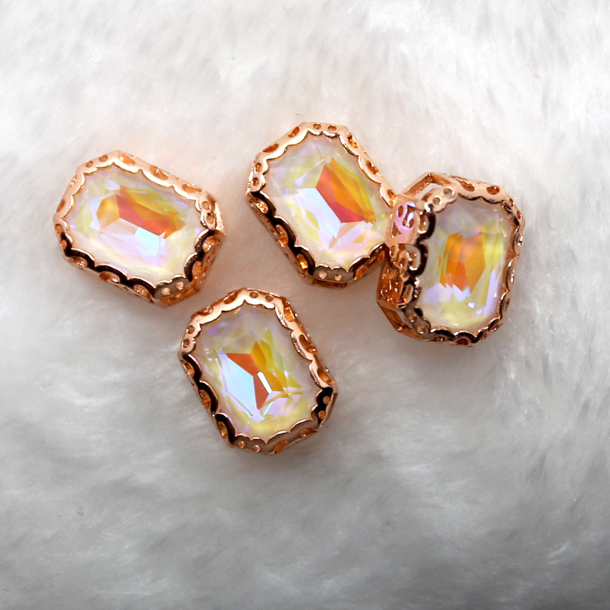 爆款长方八角摩卡荧光鸟巢爪钻k9高顶手缝钻diy服饰箱包饰品配件