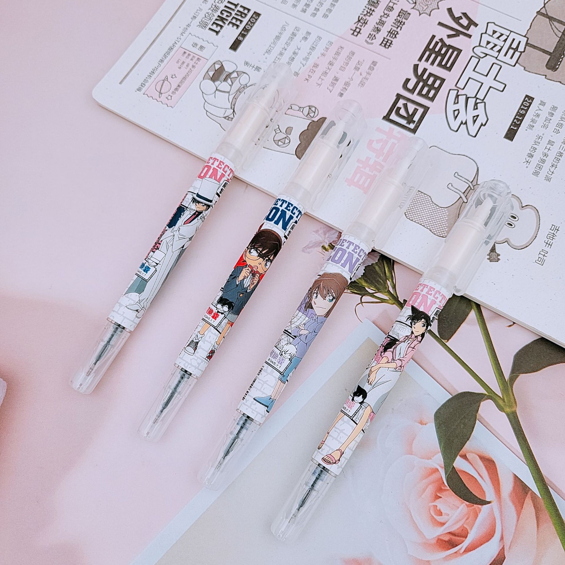 爱好文具新品hm5250柯南联名摩擦复写笔 学生卡通可换囊魔笔批发