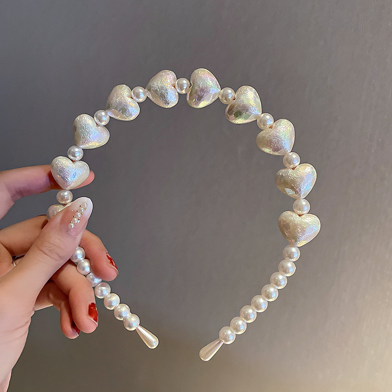 French Retro Fabric Love Twist Pearl Headband Super Fairy Temperament Sweet Design Sense Headband Hairpin Hair Accessories for Women