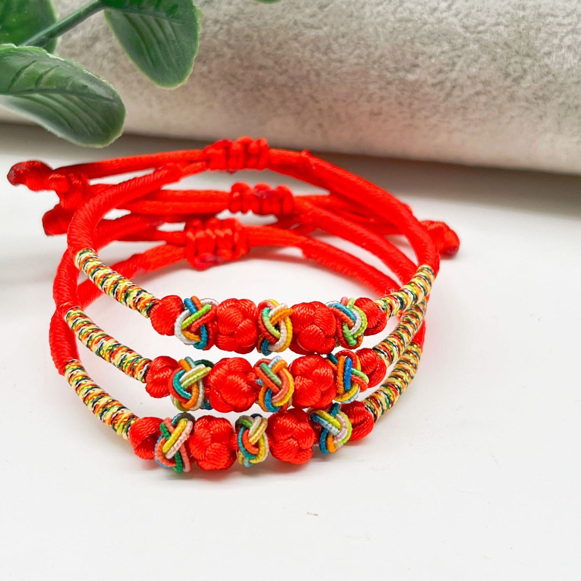 手工编织端午节五彩绳手链民族风可调节菠萝结五色线节日礼物手绳