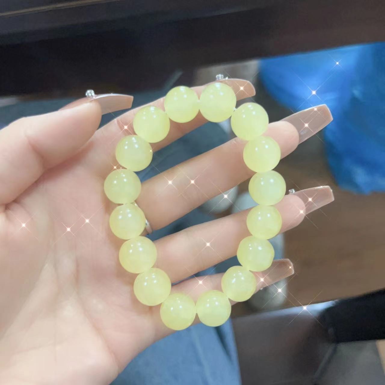 Xiaohongshu Bracelet Pliable Temperament Gradient Color Ice Transparent Pink Beads Bracelet Student Girls Hand Toy round Beads Girlfriends' Gift