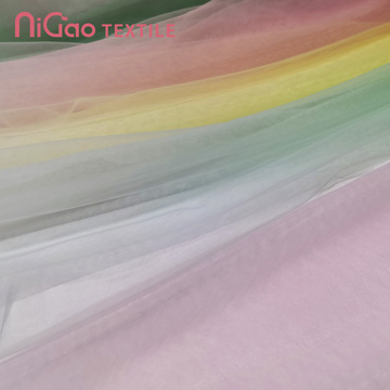 新款网眼布春夏渐变网纱 多色锦美国网印花布 星空礼服裙装面料