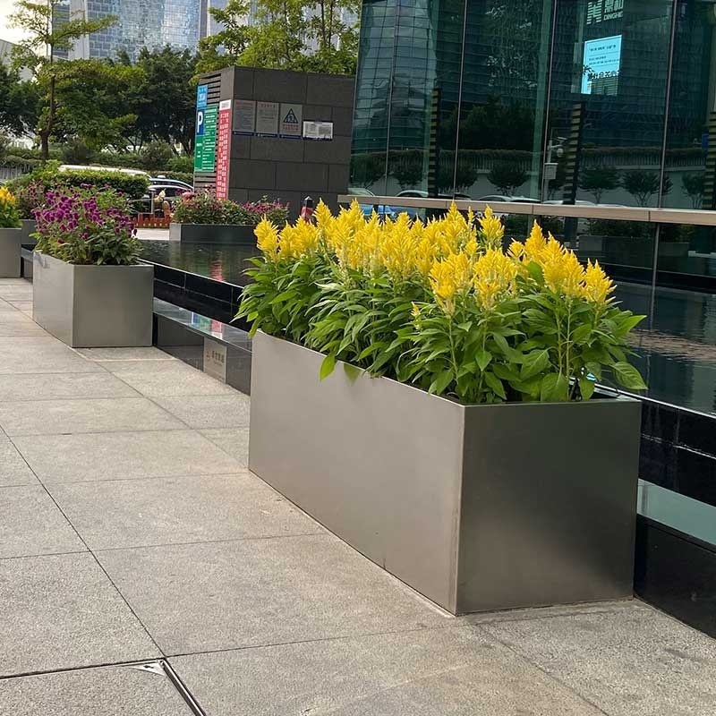 户外304不锈钢花箱树盆外摆商业街花桶市政花坛园艺种植花槽隔断