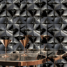 工厂直销立体金属不锈钢镜面马赛克银色KTV吧台背景墙黑色3D瓷砖