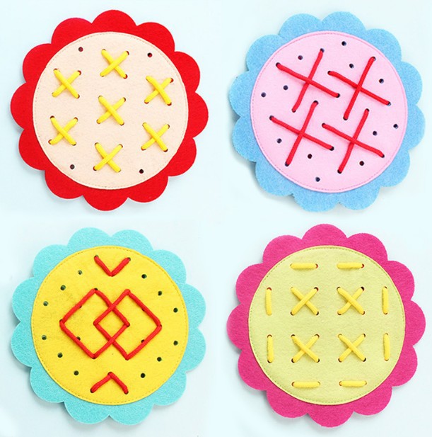 编织不织布手工玩教具穿鞋带穿线幼儿园区域区角材料宝宝早教