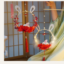 春节灯笼儿童手提卡通手工制作diy材料包兔子正月十五发光花灯