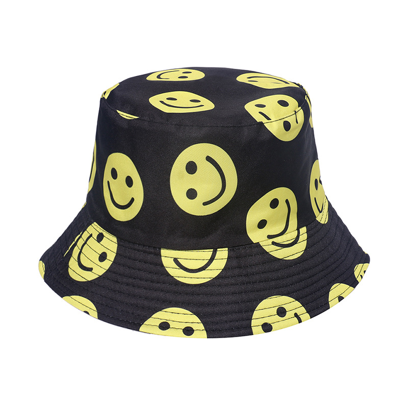 2023 Sun Hat Spring and Summer New Boy and Girl Sunshade Sun-Proof Basin Hat Double-Sided Wear Small Face Smiling Face Bucket Hat Ins