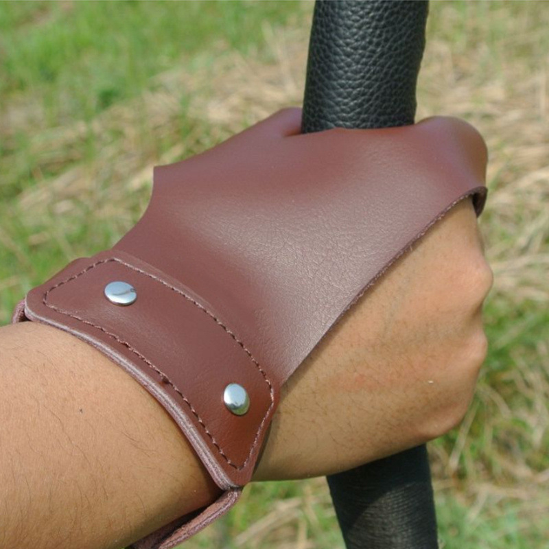 棕色指保护 皮革拇指食指 弓箭狩猎射击