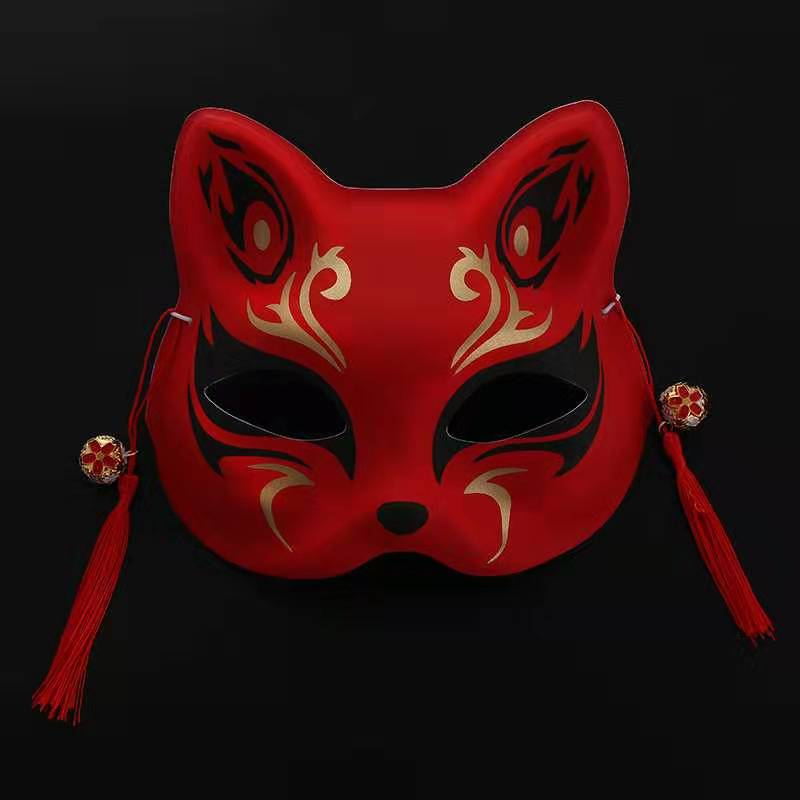 半脸猫狐狸面具抖音网红同款日式和风动漫儿童派对舞会面具批发
