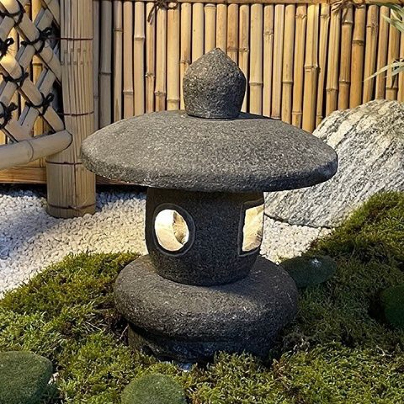 石灯日式室内枯山水新中式景观石灯笼装饰庭院户外太阳能坪石