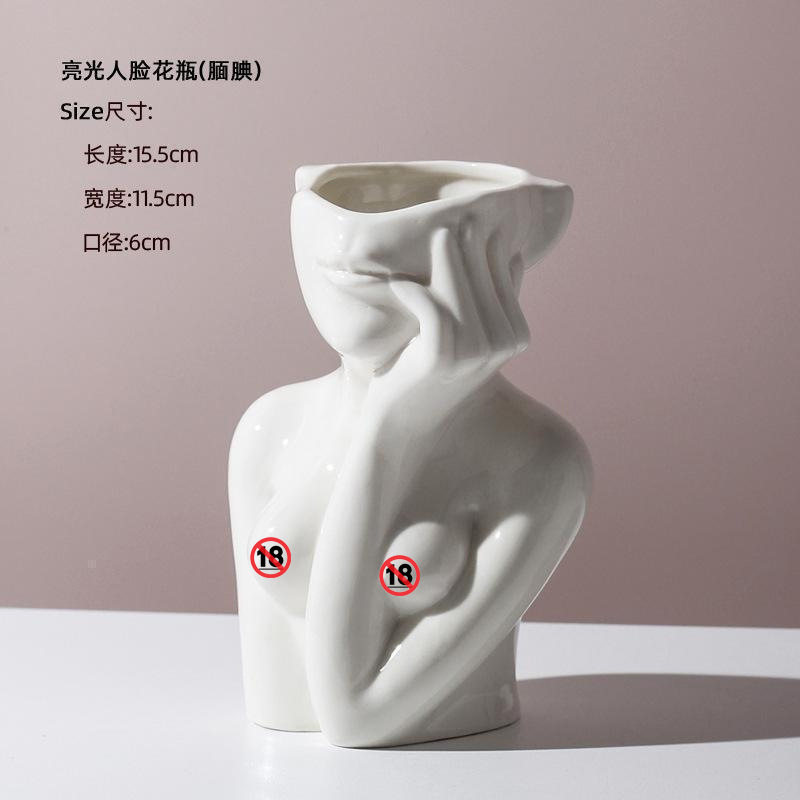 Human Body Ceramic Vase Human Body Modeling Art Vase Nordic Home Decoration Ceramic Vase White Ceramic Vase