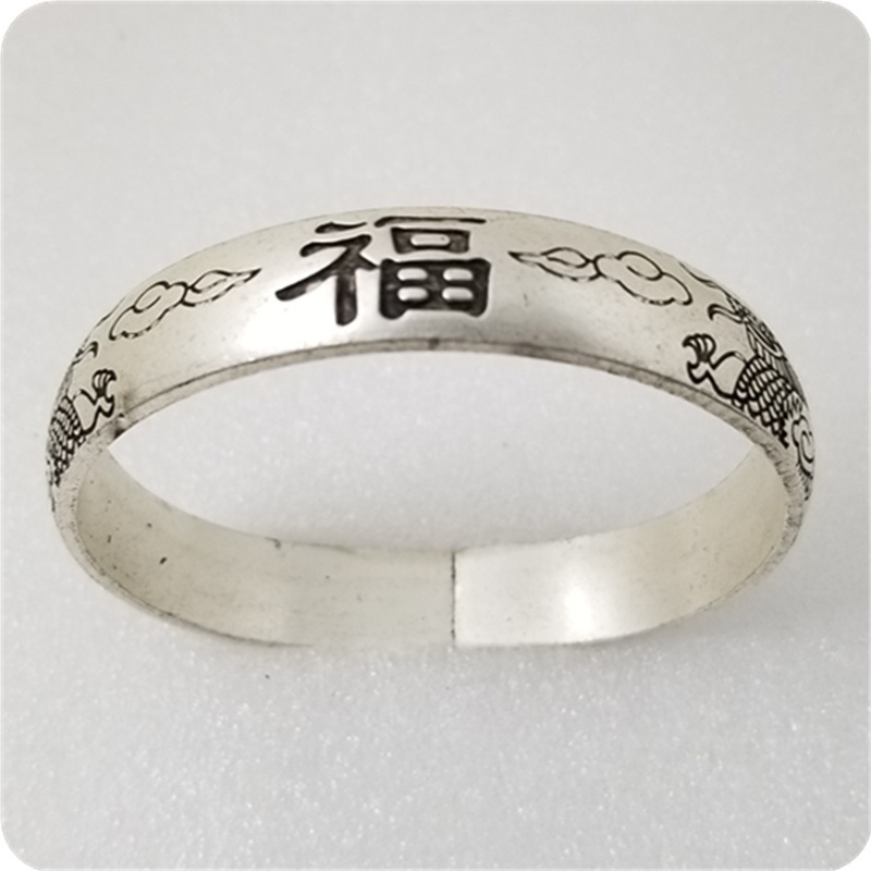仿古工艺品福双龙手镯 镀银手镯 古银手镯#sq011-阿里巴巴