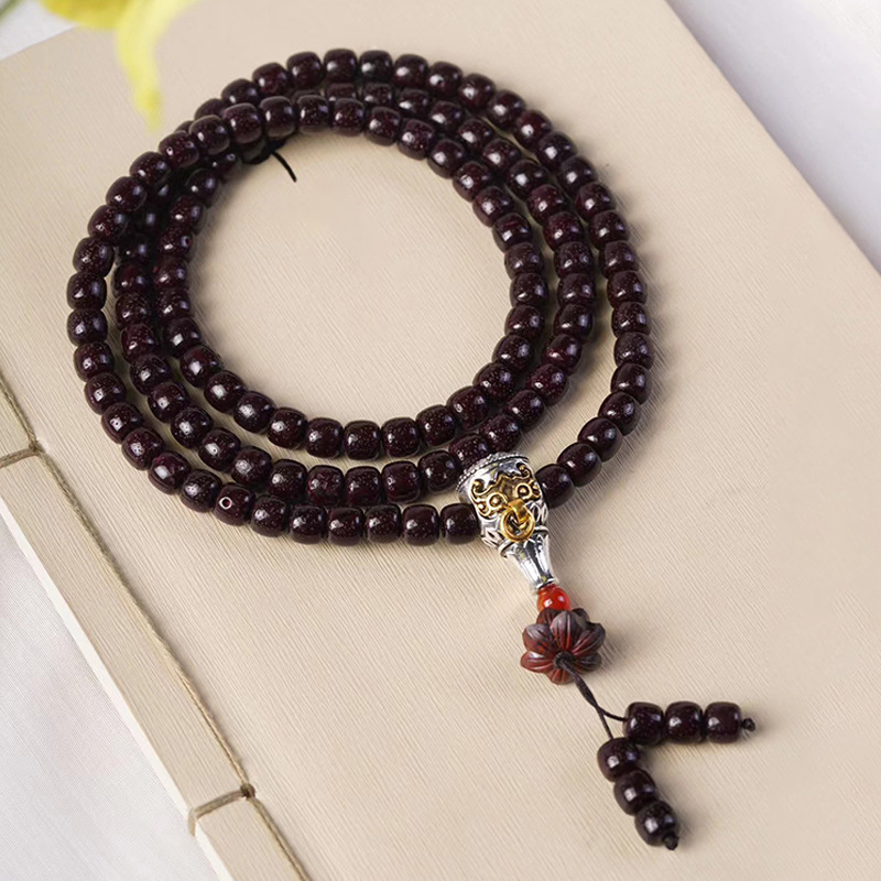 莲花款diy朱砂贡星月菩提手链手串 厂家批发规格7×9男女念珠文玩