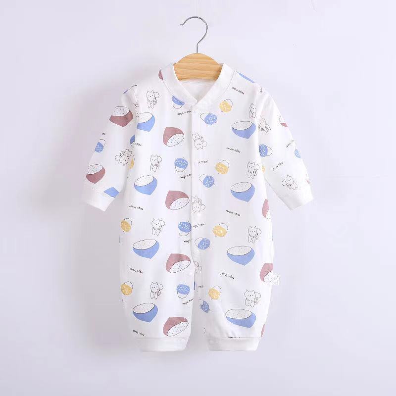 Spring and Autumn Baby Clothes Newborn Cotton Long-Sleeved Jumpsuit Male and Female Baby Romper Cartoon Printed Romper Underwear