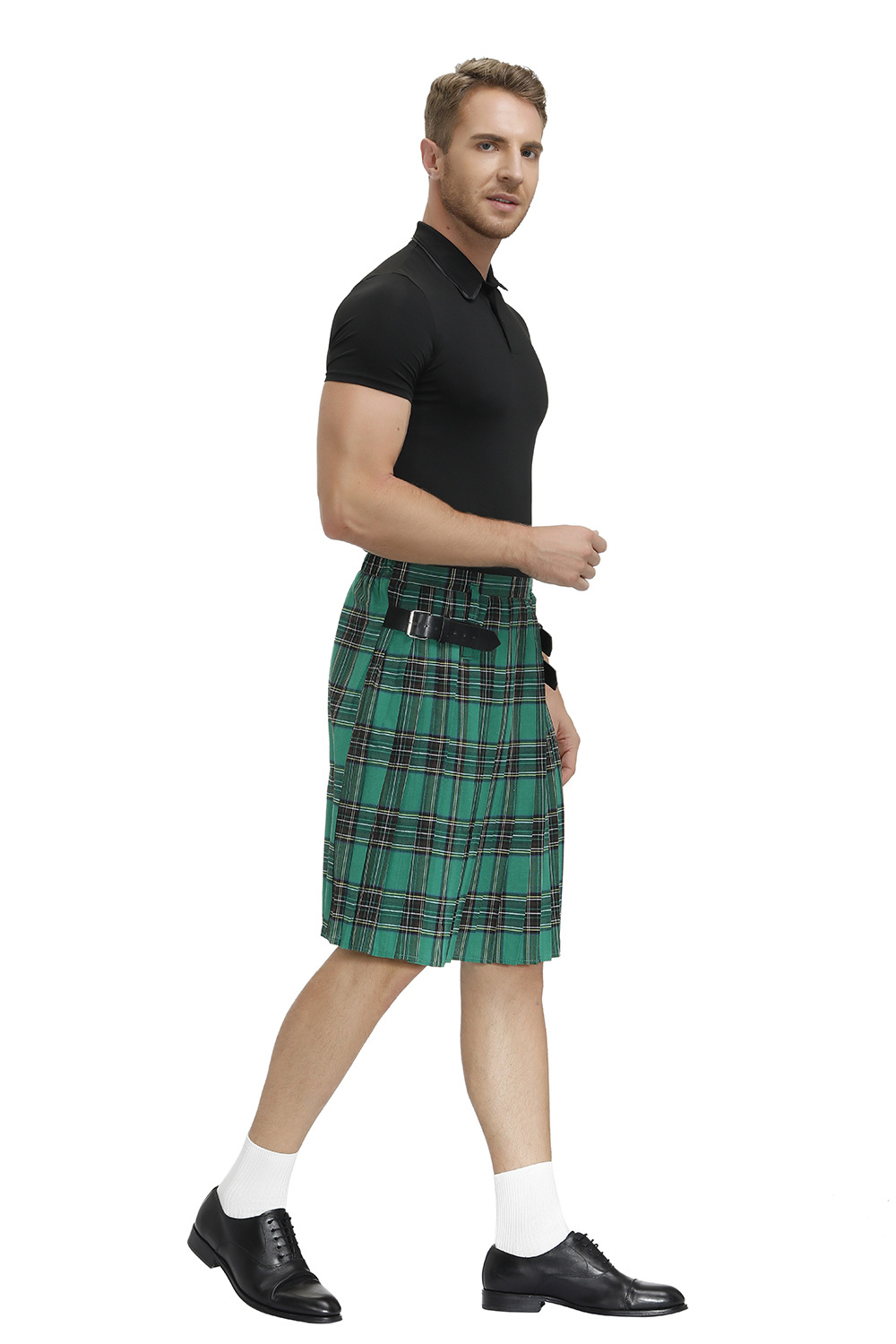 新款万圣节服装cosplay苏格兰裙男装格纹百褶半身裙舞会派对服装采购