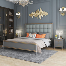 美式轻奢实木床现代意式皮床欧式软靠床主卧婚床双人床储物高箱床