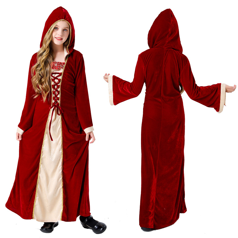 万圣节儿童服装小红帽复古欧式长袖中世纪服宫廷风吸血鬼扮演服饰