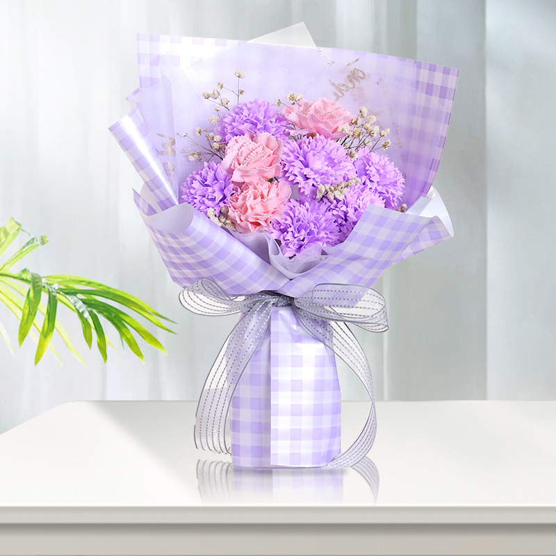 Qixi Bouquet Creative Practical Gift for Boyfriends and Girlfriends Carnation Rose Soap Flower Window Handbag Bouquet