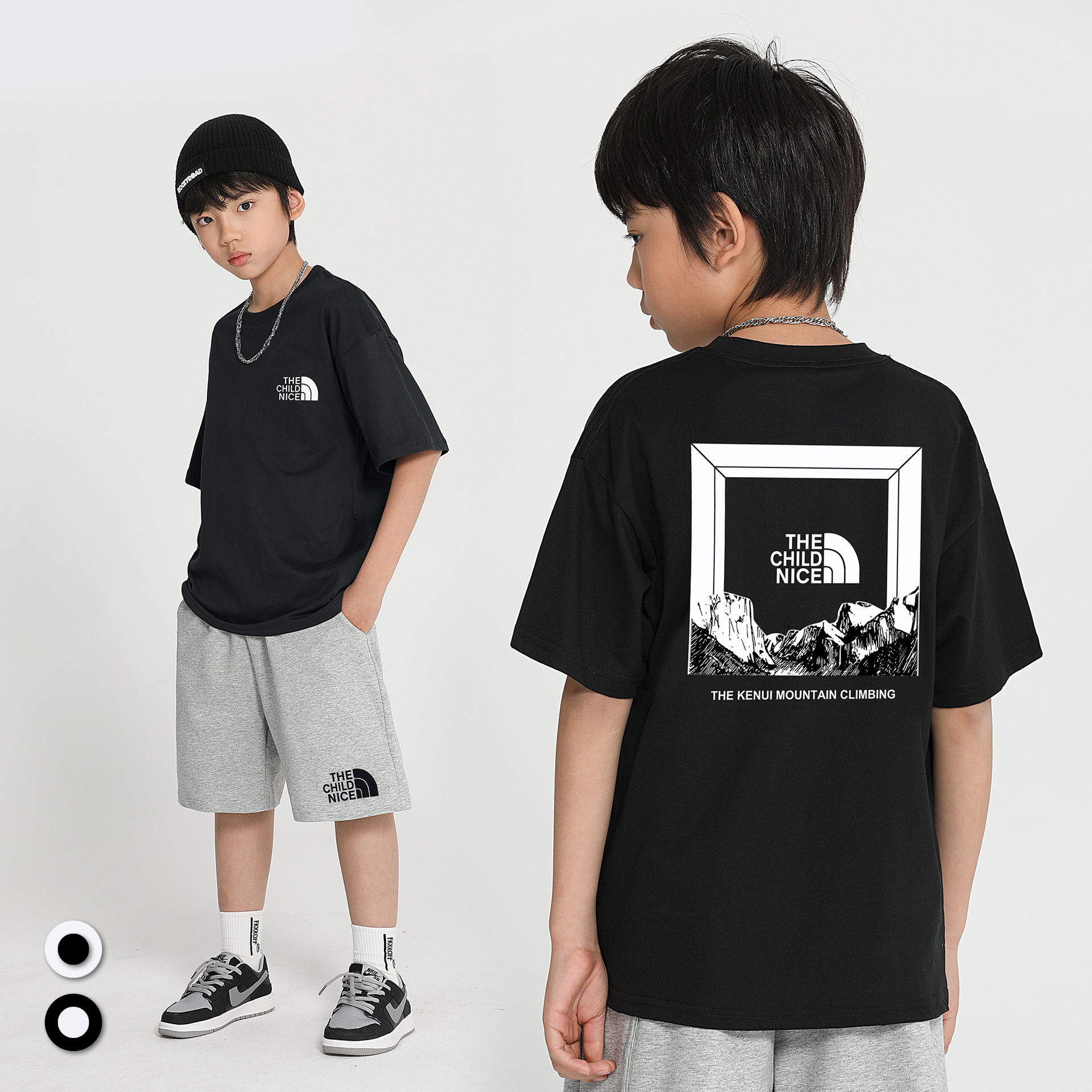 儿童纯棉t恤夏季短袖改版流行图案中大童男童上衣体恤童装潮牌