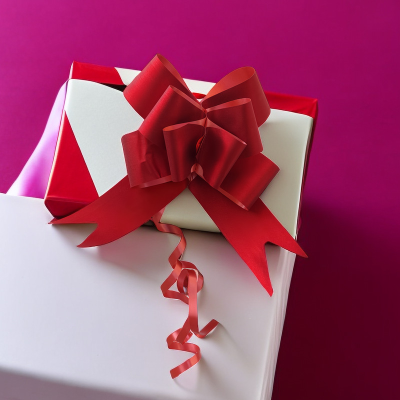 亮晶磨砂红手拉花婚车装饰蝴蝶结彩带糖果盒礼盒绑书丝带开业开学