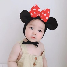 婴儿帽子韩版薄款超可爱宝宝新生儿棉质胎帽网红公主米老鼠米奇