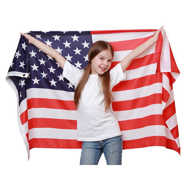 蓝白红条美国国旗独立日旗竞选旗涤纶美国旗各种国旗加 工定 制