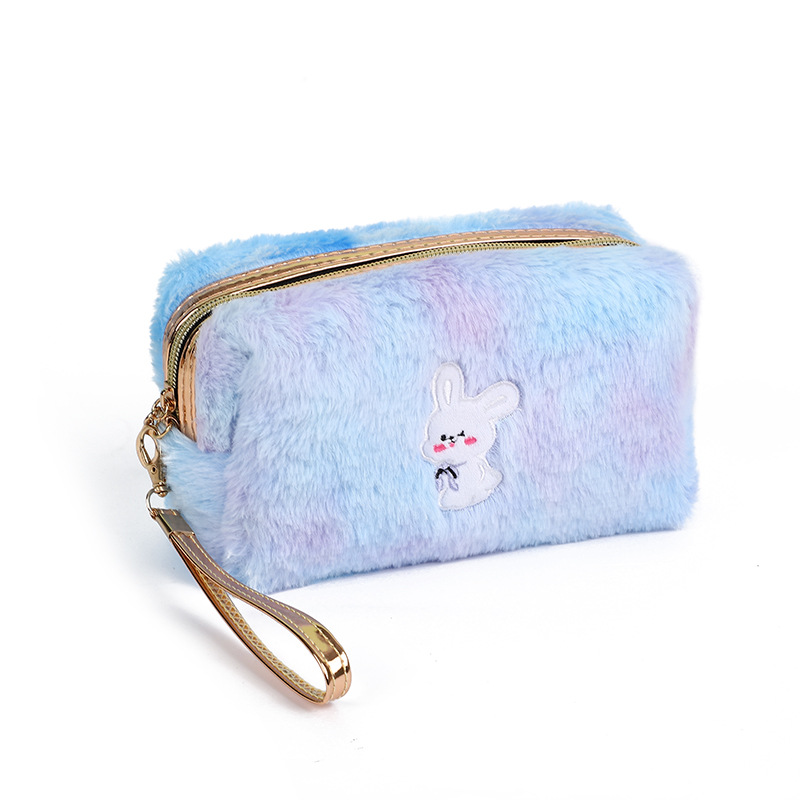 Plush Cosmetic Bag Cute Embroidered Wash Handheld Storage Ins Girly Heart Makeup Bag Cosmetic Bag