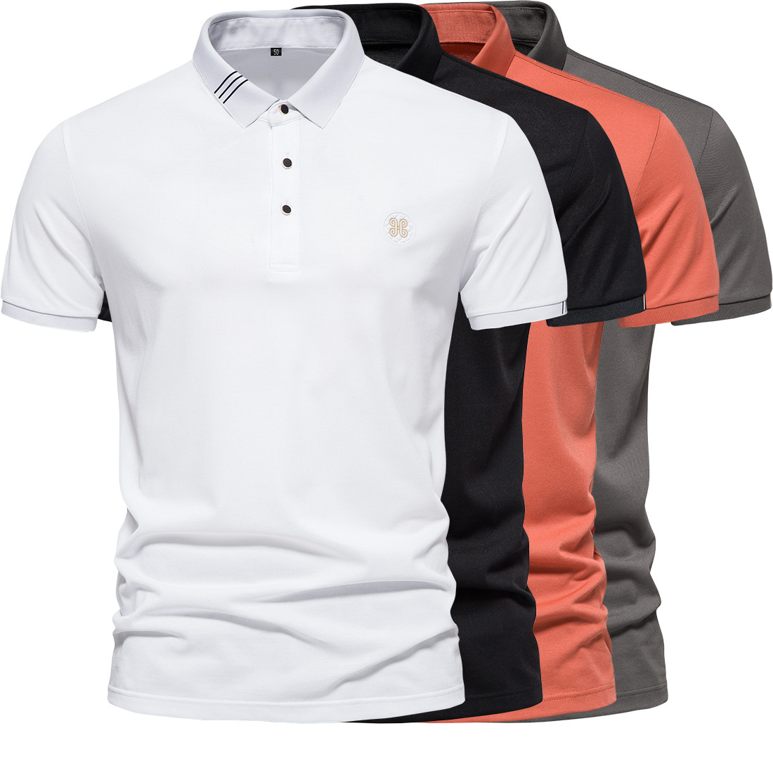 2023新款夏装男修身翻领短袖t恤刺绣polo衫休闲半袖衫吸汗衣服t恤