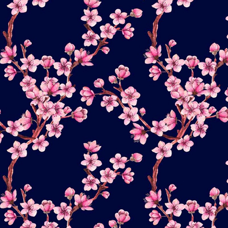 古装汉服印花布桃花连枝碎花数码印人字纹春秋季女装连衣裙面料