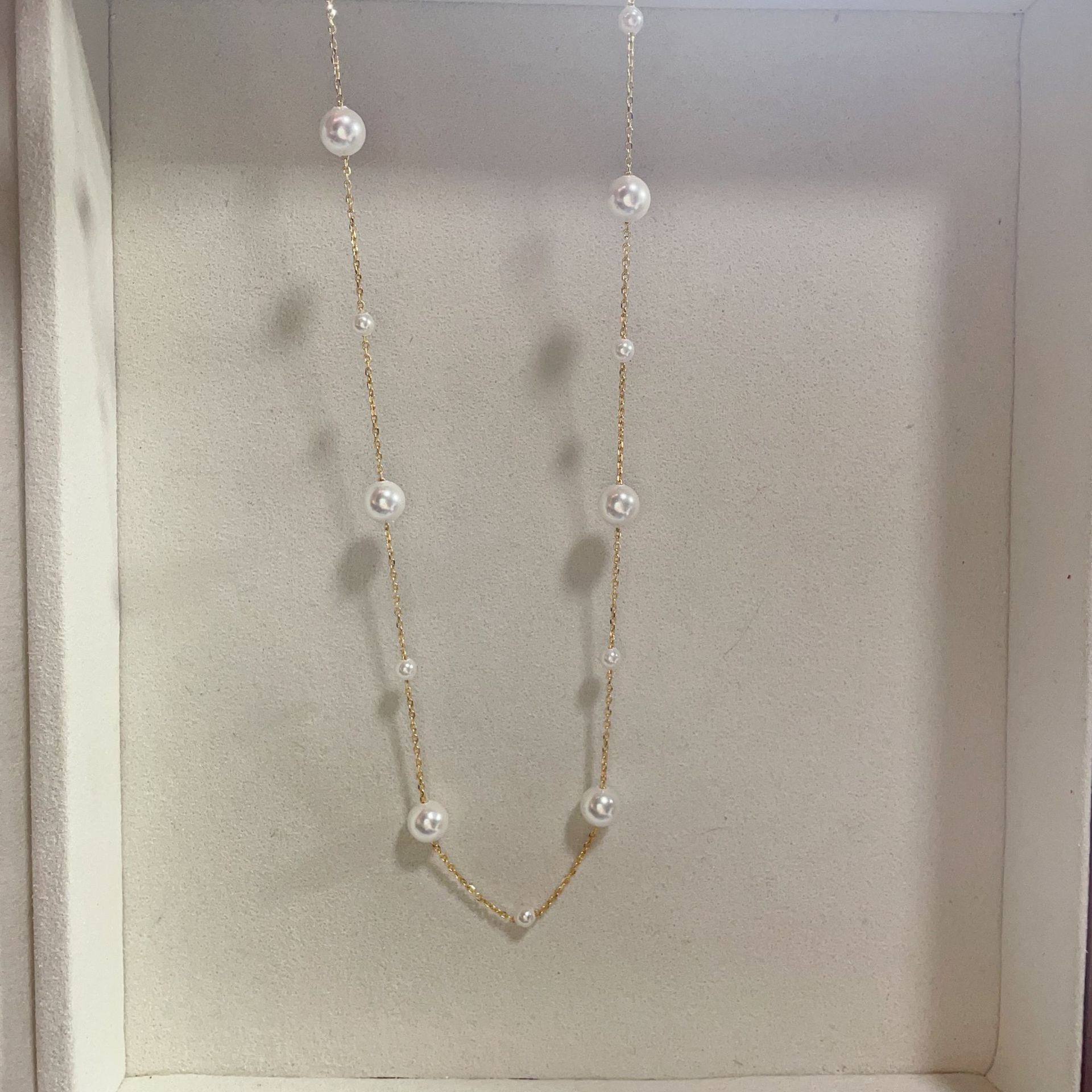 短款满天星s925银施家人造贝壳仿珍珠项链正圆形通勤气质大小珠女