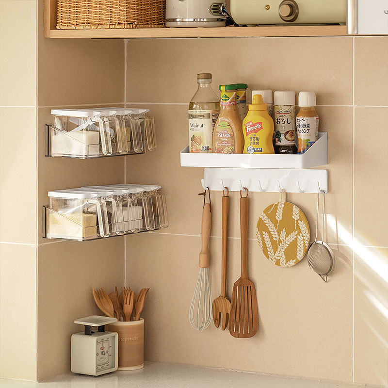 Kitchen Hook Sticky Hook Strong No Punch Wall-Mounted Row Hook Kitchenware Rack Spoon and Spatula Storage Rack