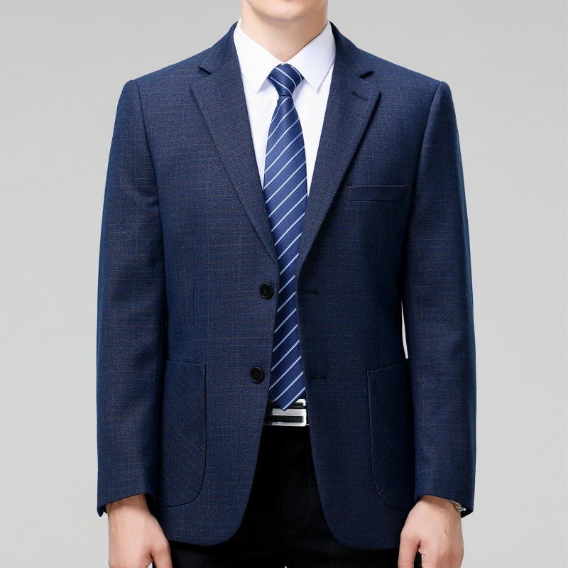 高端羊毛西装男商务休闲男装西服秋冬季单件毛料上衣中年爸爸外套