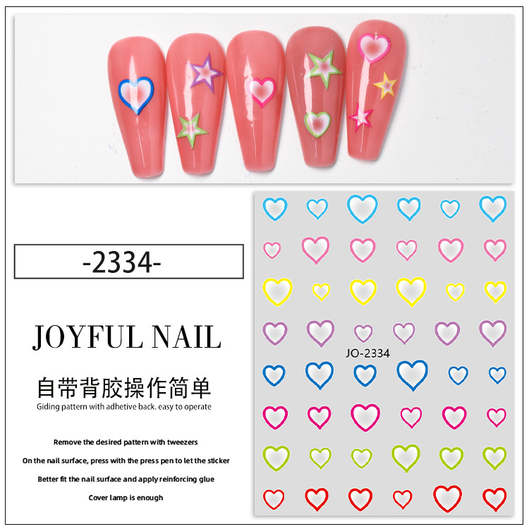 Cute Pentagram Adhesive Backing Stickers Gradient Love Nail Stickers XINGX Beautiful Girl Nail Sticker