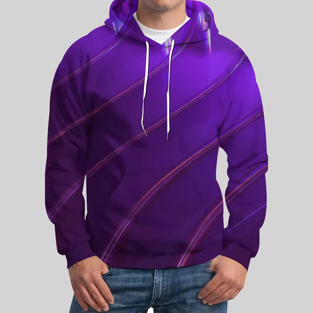 3d印花男士卫衣帽衫时尚彩色线条潮流运动衣 跨境外贸热销款批发