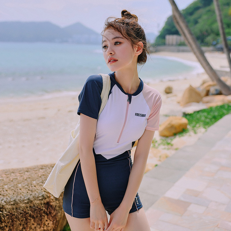 New One-Piece Swimsuit Female Student Girl Sports Style Fresh Conservative Cover Belly Super Fairy Slimming Ins Hot Spring