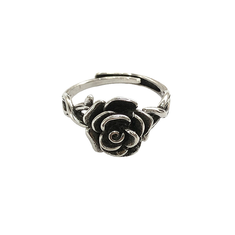 Zhiyun 925 Silver Ring Non-Fading Niche Thai Silver Vintage Flower Open Ring Bracelet Sterling Silver Little Finger Ring Female Wholesale