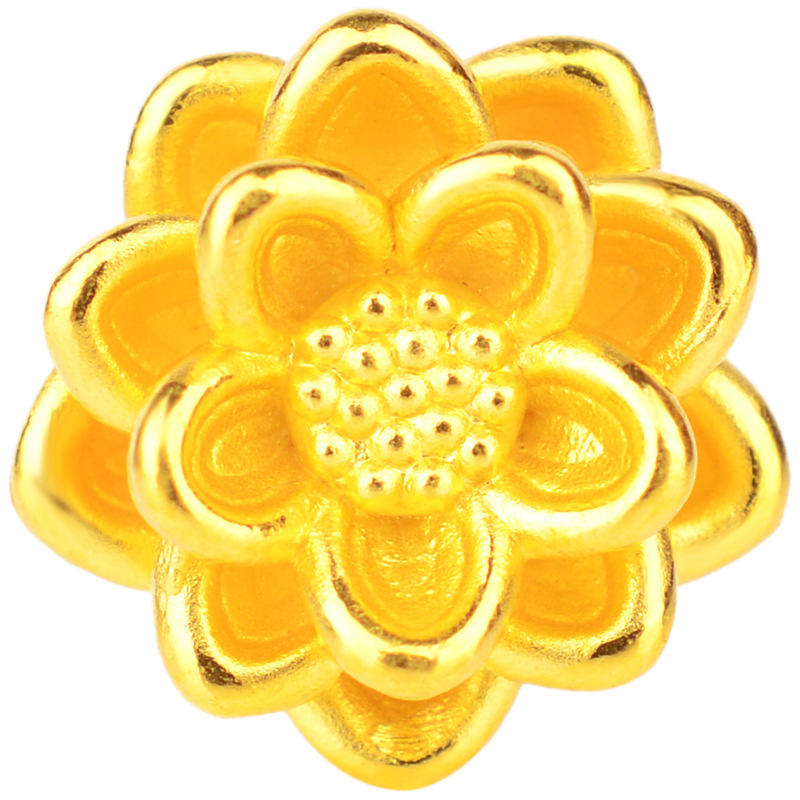 999足金莲花手链3d硬金莲花转运珠手串24k金莲花路路通手编绳配件