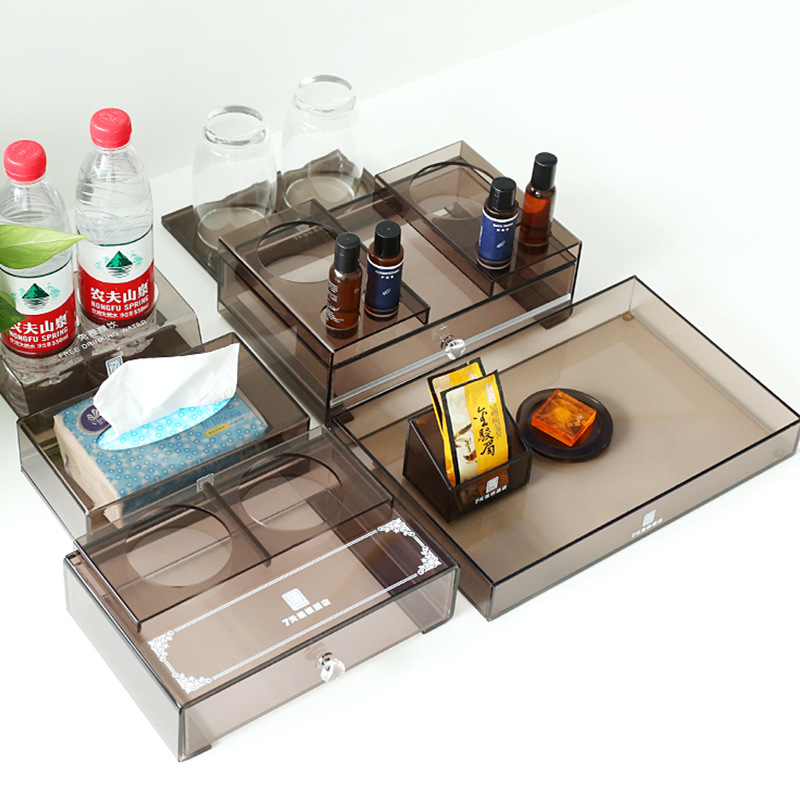酒店易耗品盒透明亚克力宾馆一次性用品牙具收纳盒抽屉酒店用品盒