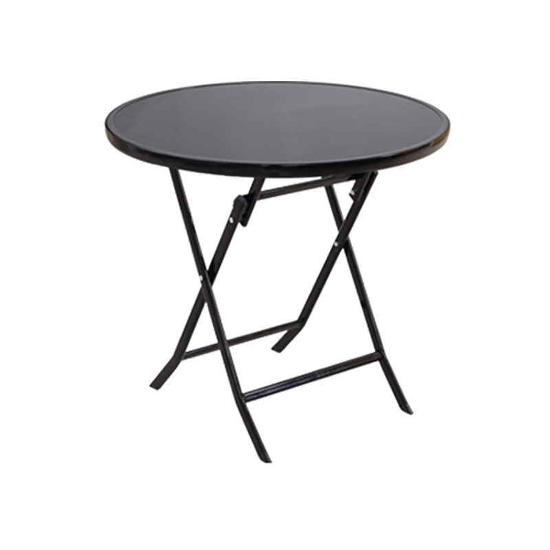 Folding Table Glass Surface round Table Eight-Immortal Table Tempered Outdoor Table Leisure Simple Portable Dining Table Small round Table Household