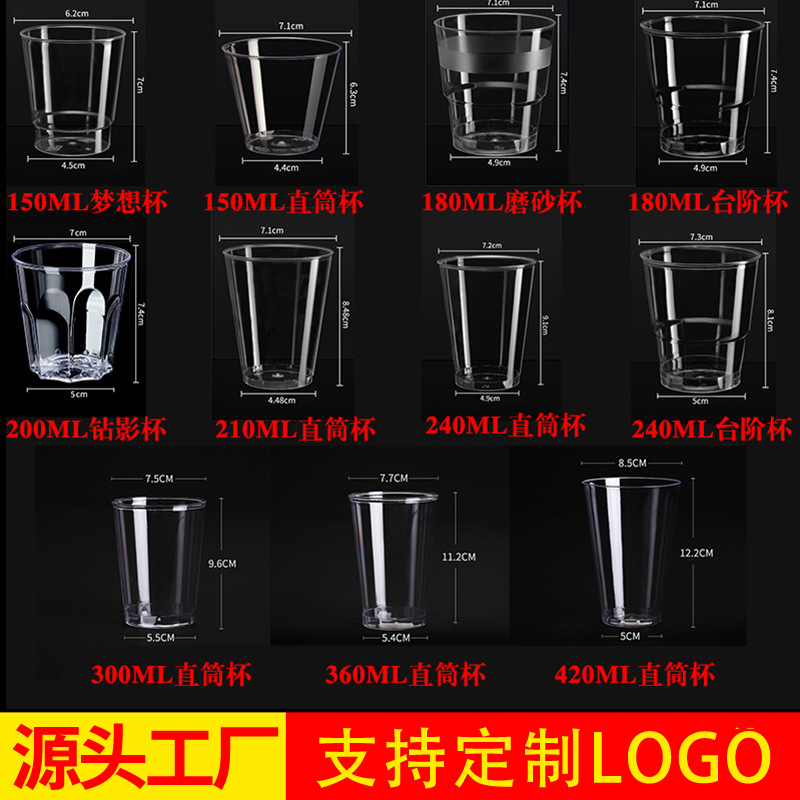 customized household kung fu tea cup disposable plastic cup transparent test drink high temperature resistant hard space aviation cup