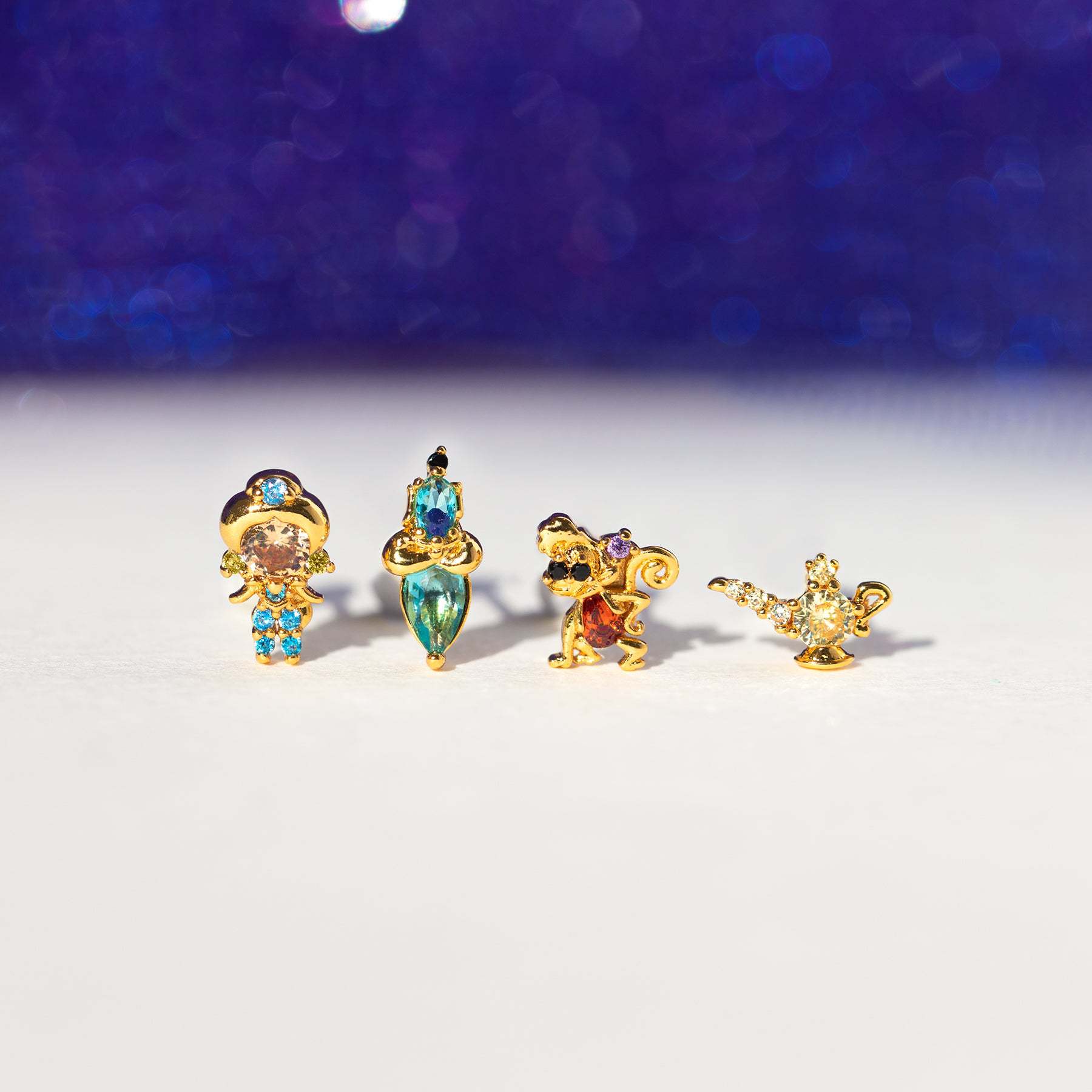 Cartoon Colorful Zircon Princess Stud Earrings Light Luxury Creative Small Animal Earrings Cross-Border Hot New Ear Jewelry