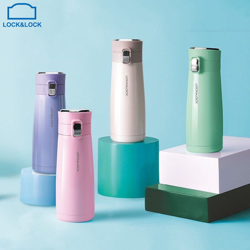 lock&lock保温杯男女士学生lhc3231一键弹盖450ml小清新水杯杯子