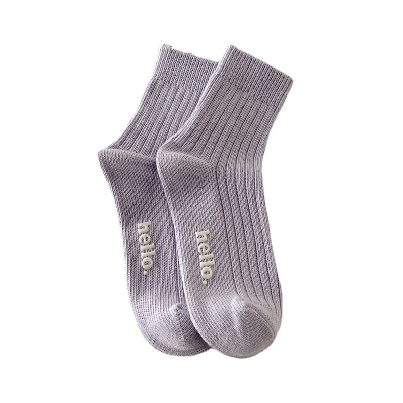 Spring New Fine-Combed Cotton Socks Women's Double Needle Hot Stamping Letters Women's Socks Macaron Japanese Socks Mid-Calf Non-Slip Socks