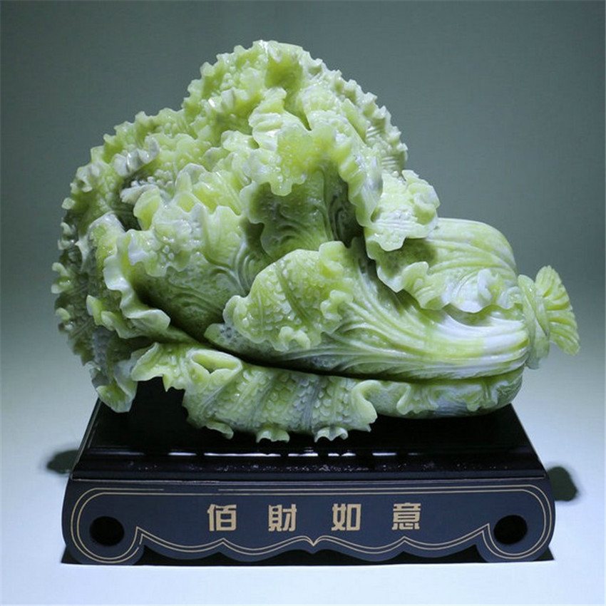 玉之星 批发  岫玉玉器 玉白菜摆件  百财聚来 家居 玉石工艺礼品