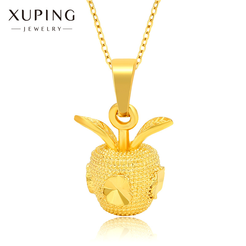 Xuping Jewelry Christmas Apple Pendant Plated 24K Gold Alloy Solid Pendant Internet Celebrity Small Jewelry Necklace Accessories