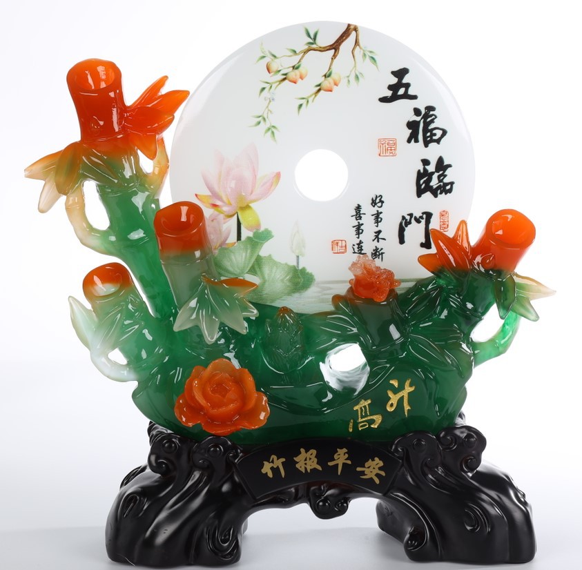 O-BODA COFFEE Resin Craft Ornament Auspicious Opening Home Decoration Peace Buckle Jade Bamboo * Bamboo Presages Safety