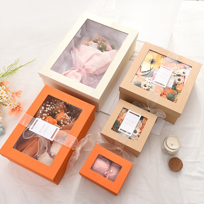 520 Transparent Window Wedding Bridesmaid Hand Gift Box Creative Scarf Cup Packing Boxes Birthday Gift Box