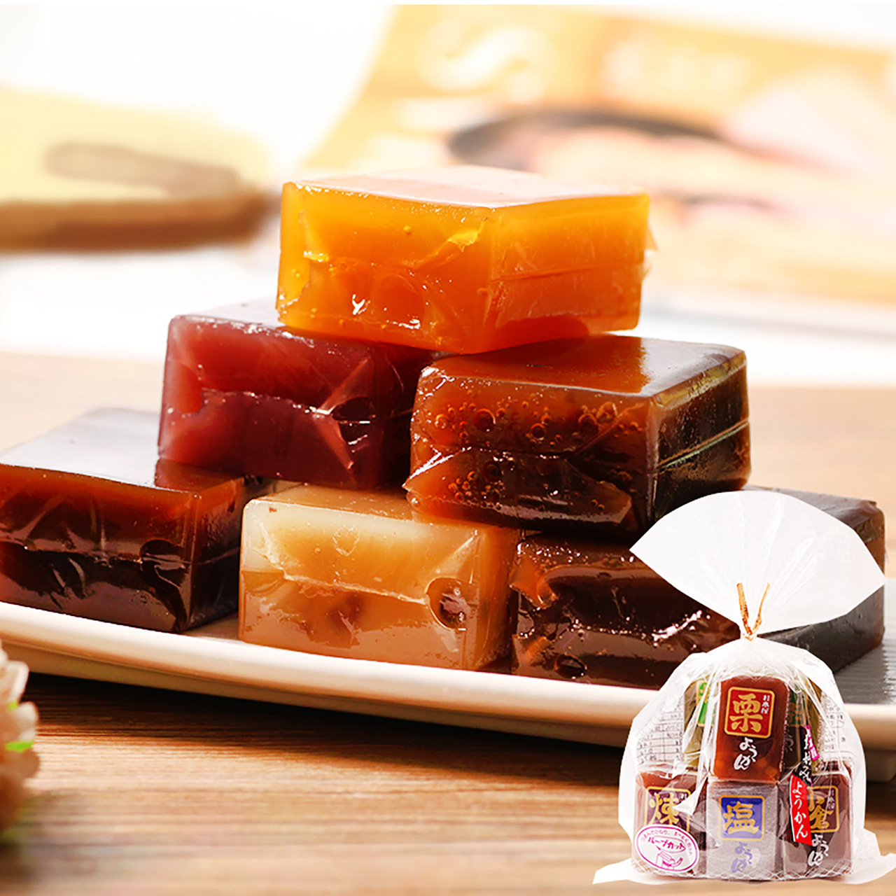 【正品行货】日本进口 杉本屋 什锦羊羹 红豆栗子糕点零食360g/包